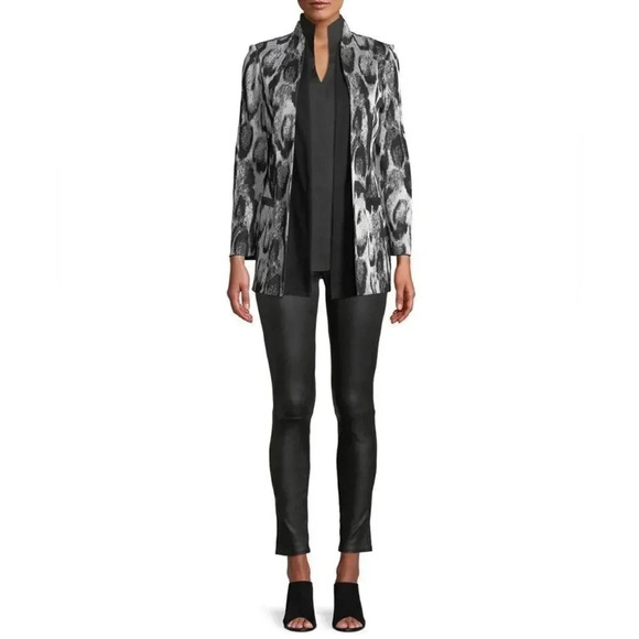 Misook "Snow Leopard" knit jacket Large - Picture 9 of 12